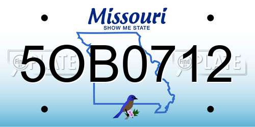 5OB0712 Missouri License Plate