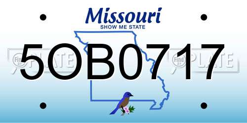 5OB0717 Missouri License Plate