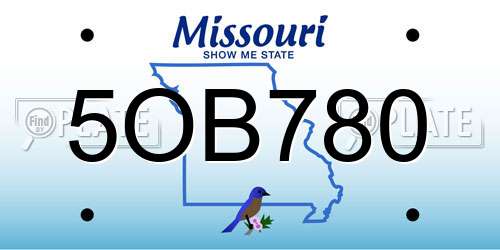 5OB780 Missouri License Plate