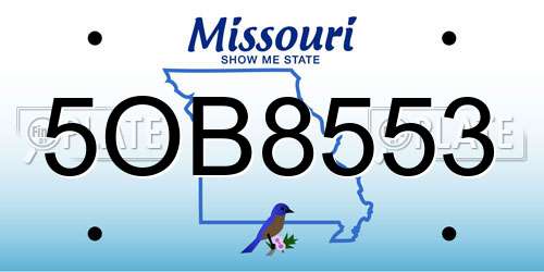 5OB8553 Missouri License Plate
