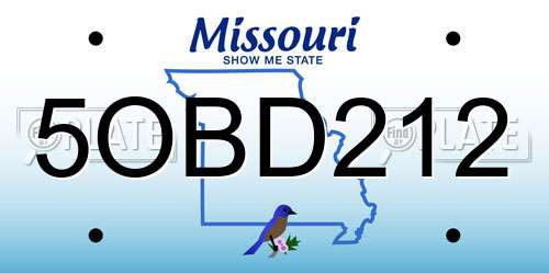 5OBD212 Missouri License Plate