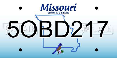 5OBD217 Missouri License Plate