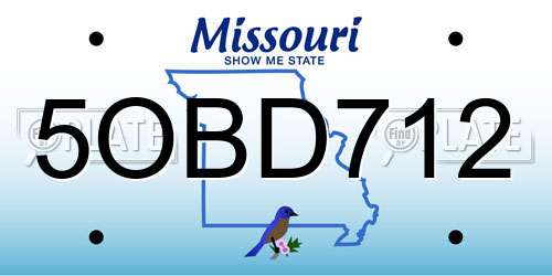 5OBD712 Missouri License Plate