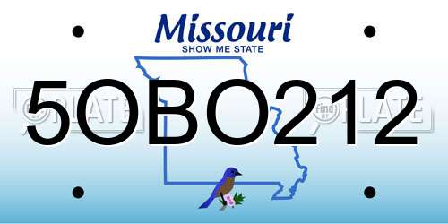 5OBO212 Missouri License Plate