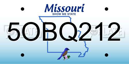 5OBQ212 Missouri License Plate