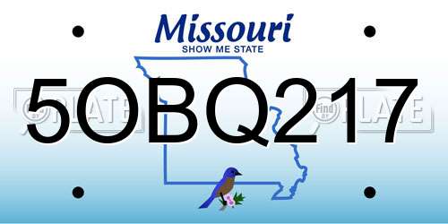 5OBQ217 Missouri License Plate