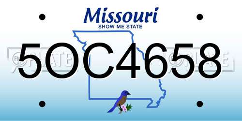 5OC4658 Missouri License Plate