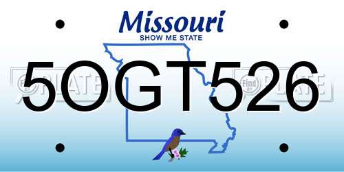 5OGT526 Missouri License Plate