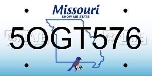5OGT576 Missouri License Plate
