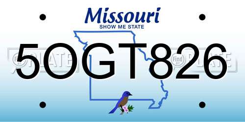 5OGT826 Missouri License Plate