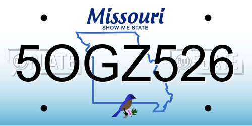 5OGZ526 Missouri License Plate