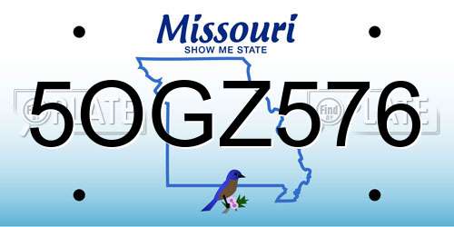 5OGZ576 Missouri License Plate