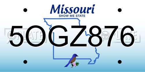 5OGZ876 Missouri License Plate