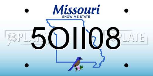 5OII08 Missouri License Plate