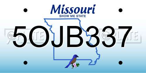 5OJB337 Missouri License Plate