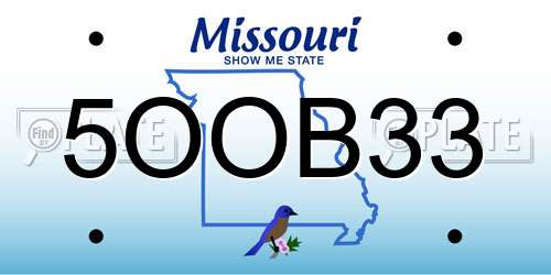 5OOB33 Missouri License Plate