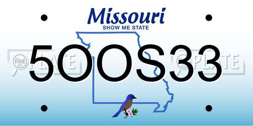 5OOS33 Missouri License Plate
