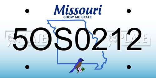 5OS0212 Missouri License Plate