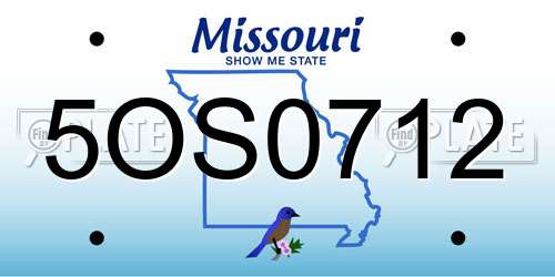 5OS0712 Missouri License Plate