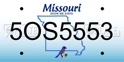 5OS5553 Missouri License Plate