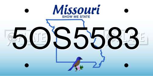 5OS5583 Missouri License Plate