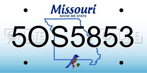 5OS5853 Missouri License Plate