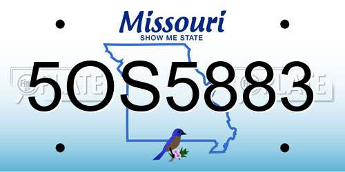 5OS5883 Missouri License Plate