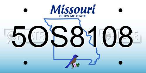 5OS8108 Missouri License Plate