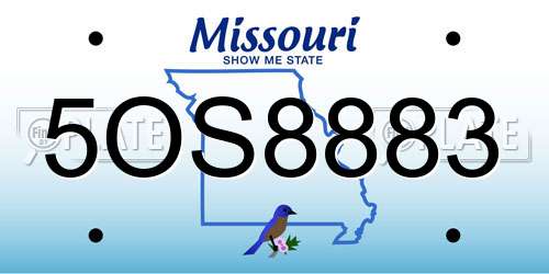 5OS8883 Missouri License Plate