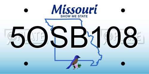 5OSB108 Missouri License Plate