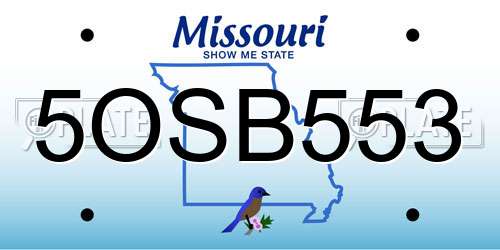 5OSB553 Missouri License Plate