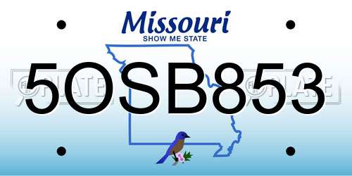 5OSB853 Missouri License Plate