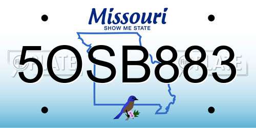 5OSB883 Missouri License Plate