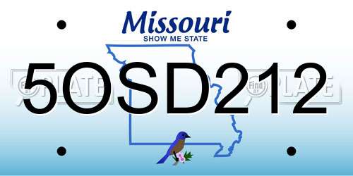 5OSD212 Missouri License Plate