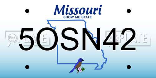 5OSN42 Missouri License Plate