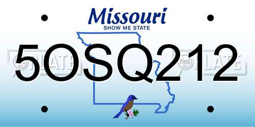 5OSQ212 Missouri License Plate