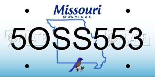 5OSS553 Missouri License Plate