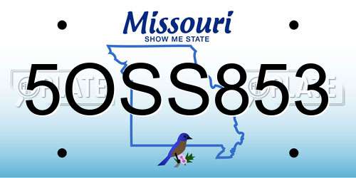5OSS853 Missouri License Plate
