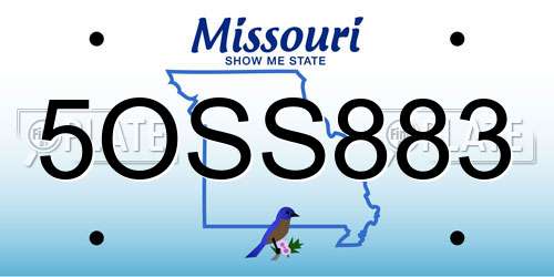 5OSS883 Missouri License Plate