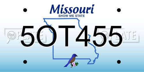 5OT455 Missouri License Plate
