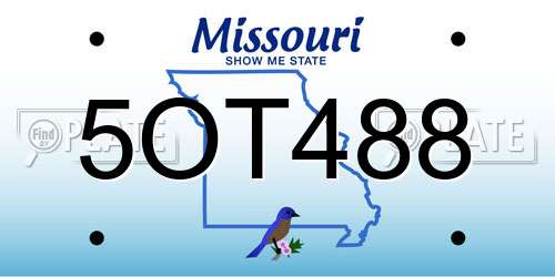 5OT488 Missouri License Plate