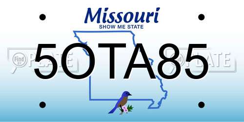 5OTA85 Missouri License Plate