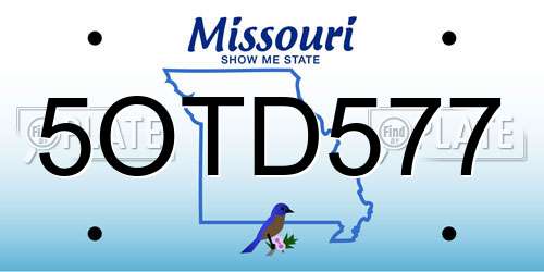 5OTD577 Missouri License Plate
