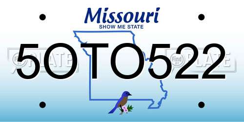 5OTO522 Missouri License Plate