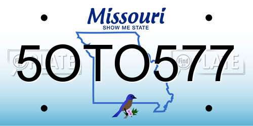 5OTO577 Missouri License Plate