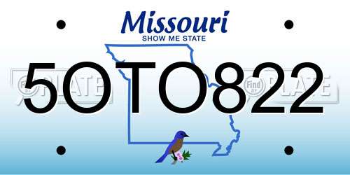 5OTO822 Missouri License Plate