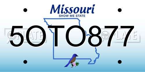 5OTO877 Missouri License Plate