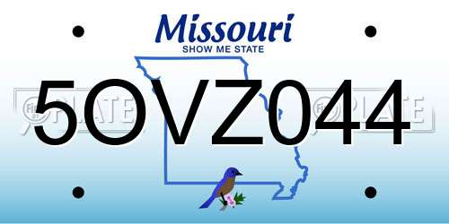 5OVZ044 Missouri License Plate