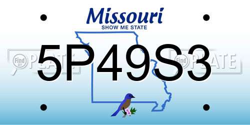 5P49S3 Missouri License Plate