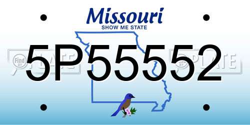5P55552 Missouri License Plate